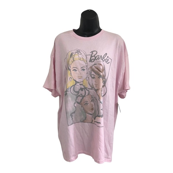 Barbie Tops - Barbie collage pink oversized loose fit T-shirt size large new